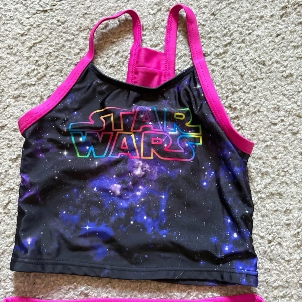 Disney Star Wars Kids Bikini - Black and Pink Sz 6X 2 Piece Tankini